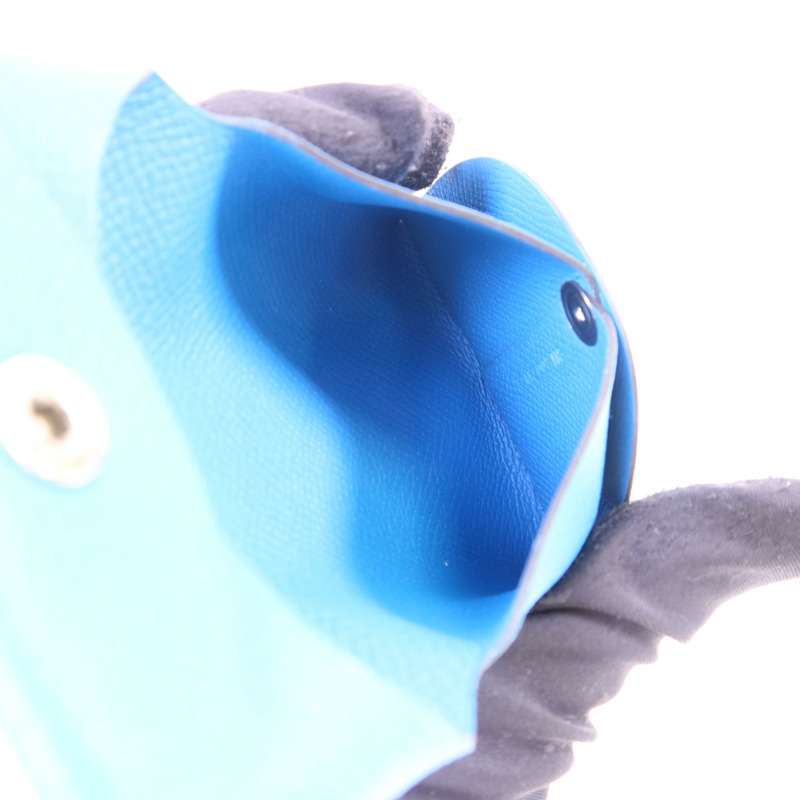 HERMES Epsom皮革Bastia銀扣零錢包Bleu Hydra-5