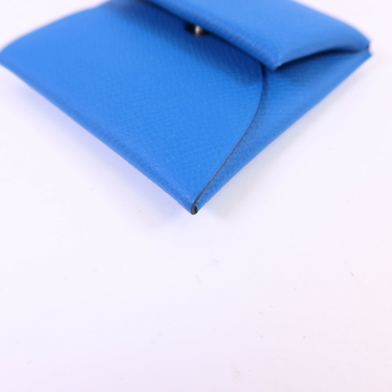 HERMES Epsom皮革Bastia銀扣零錢包Bleu Hydra-9