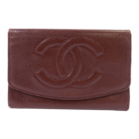 CHANEL 牛皮皮革Bifold Wallet金扣錢包