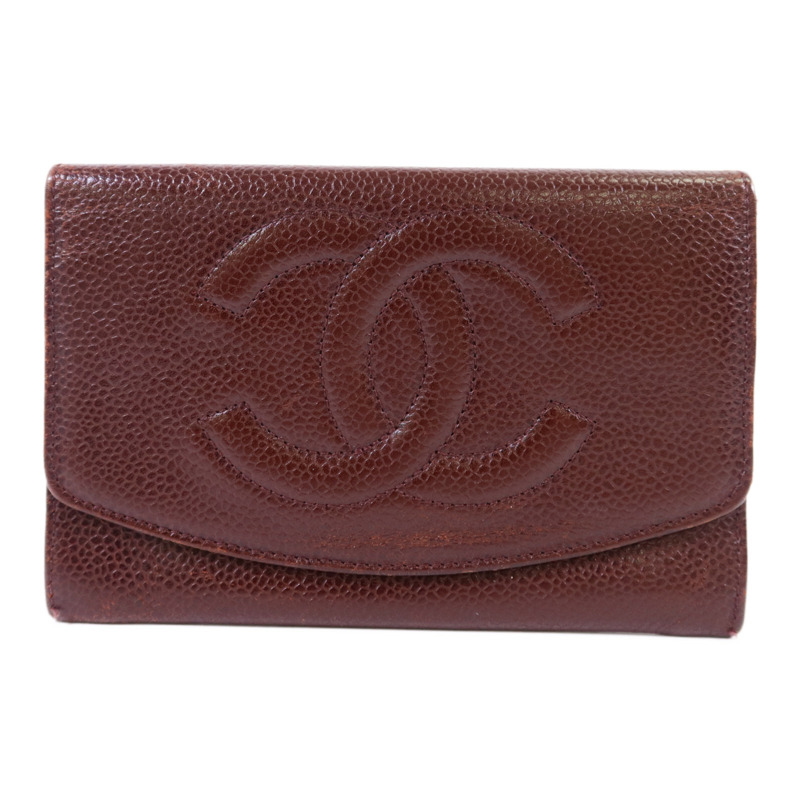 CHANEL 牛皮皮革Bifold Wallet金扣錢包-0