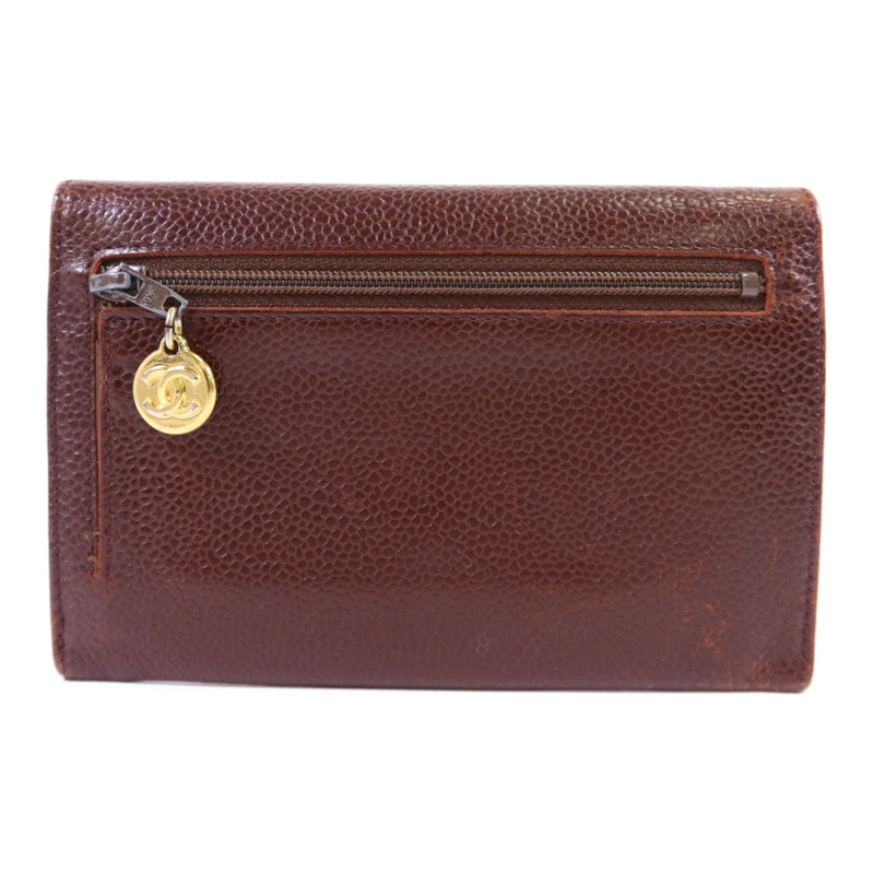 CHANEL 牛皮皮革Bifold Wallet金扣錢包-1