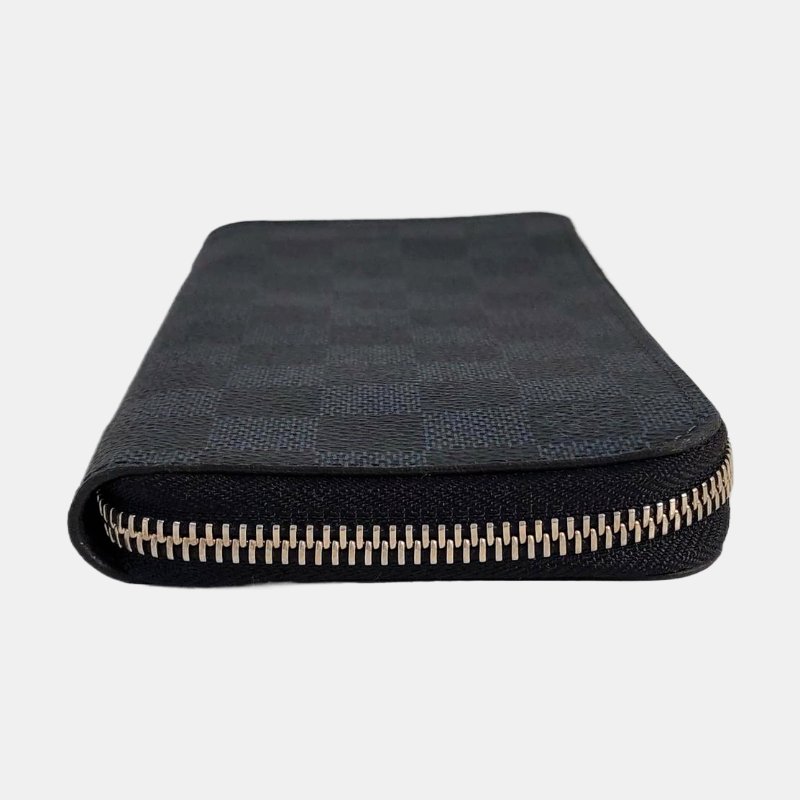 LOUIS VUITTON藍色塗層帆布棋盤格錢包銀色五金-5