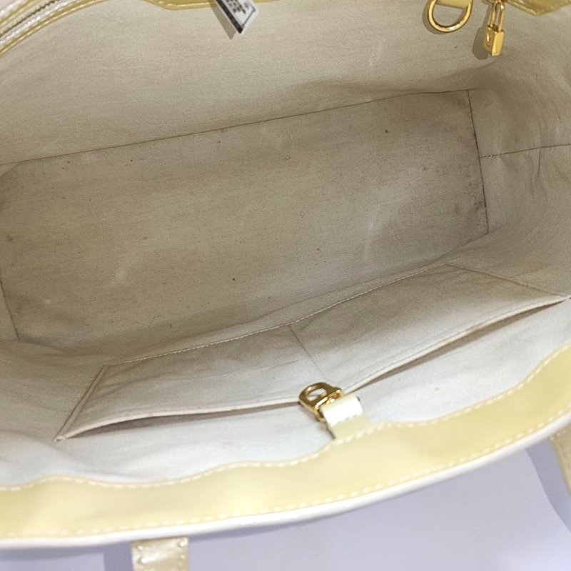 LOUIS VUITTON WILSHIRE黃色漆皮老花壓紋手提包金色五金-6