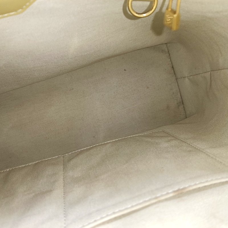 LOUIS VUITTON WILSHIRE黃色漆皮老花壓紋手提包金色五金-14