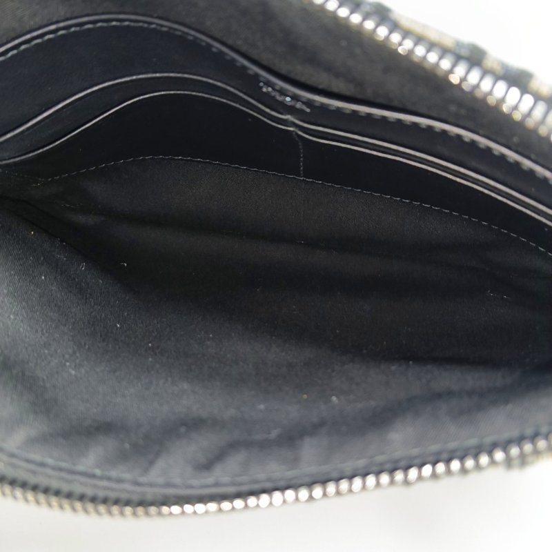 DIOR深藍色帆布老花提花手拿包釘色五金-6