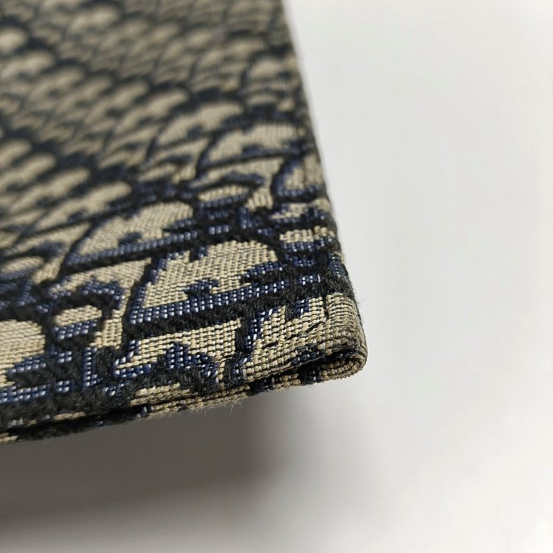 DIOR深藍色帆布老花提花手拿包釘色五金-7