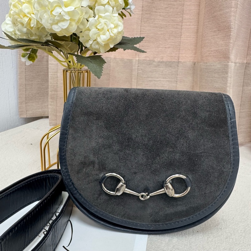 Gucci麂皮馬銜扣腰包 中古 vintage-1