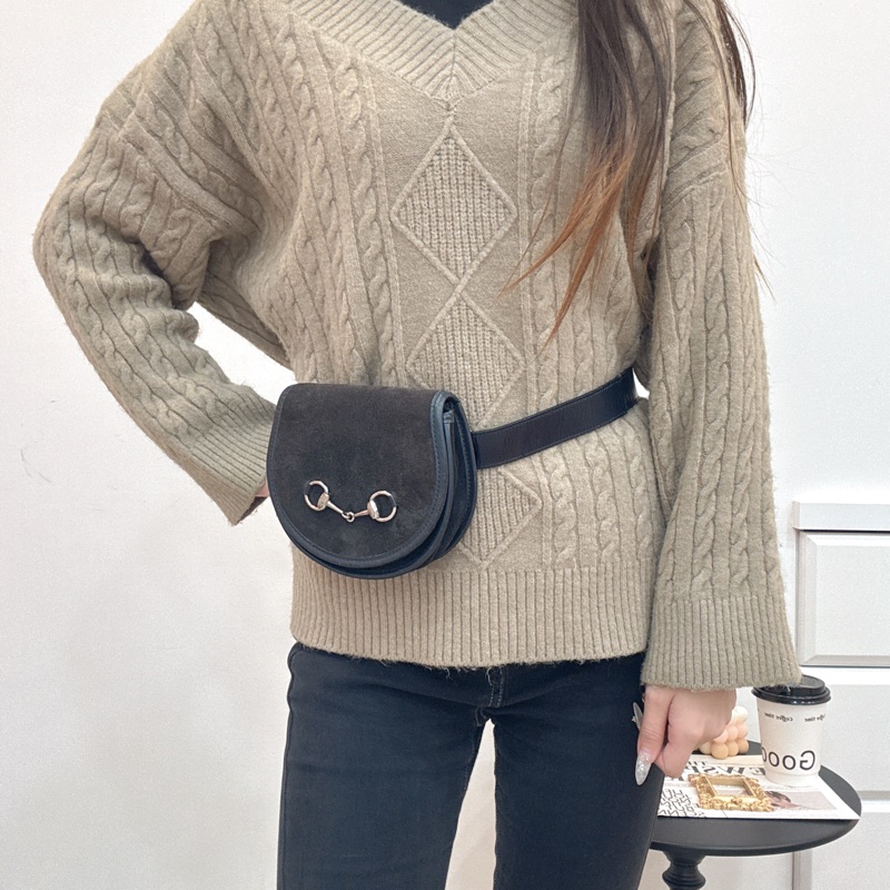 Gucci麂皮馬銜扣腰包 中古 vintage-3