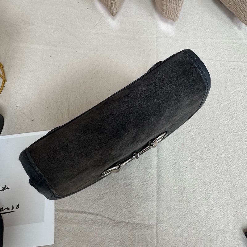 Gucci麂皮馬銜扣腰包 中古 vintage-11
