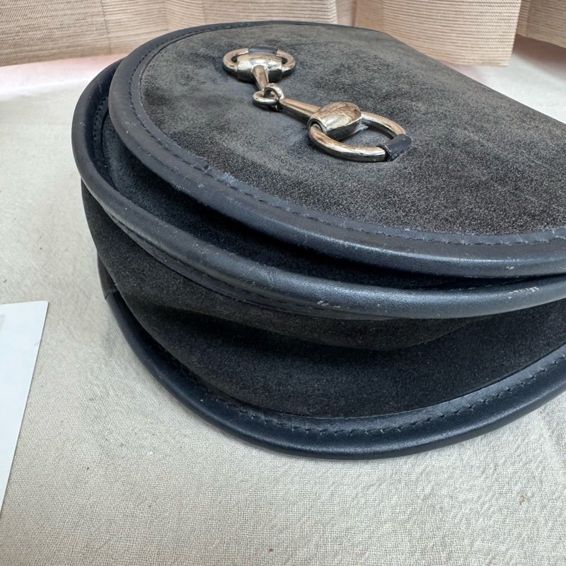 Gucci麂皮馬銜扣腰包 中古 vintage-13