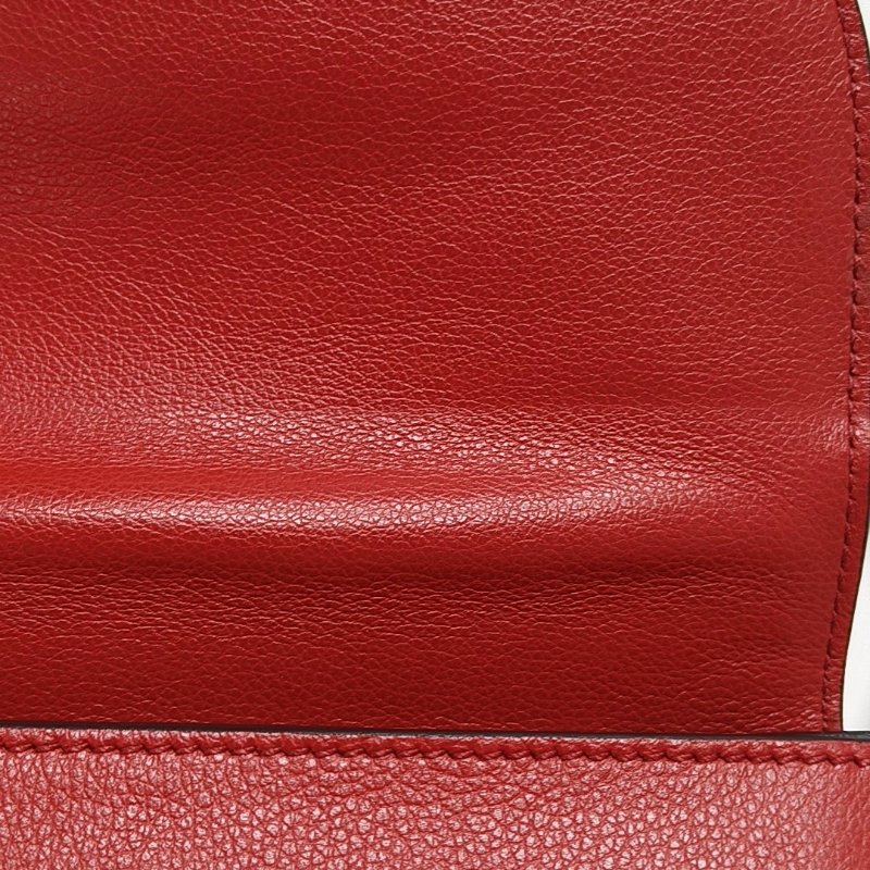 PRADA紅色牛皮單肩包斜挎包銀色五金可拆卸肩帶-8