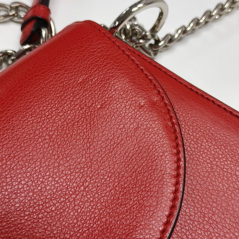 PRADA紅色牛皮單肩包斜挎包銀色五金可拆卸肩帶-11