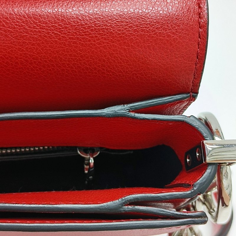 PRADA紅色牛皮單肩包斜挎包銀色五金可拆卸肩帶-12