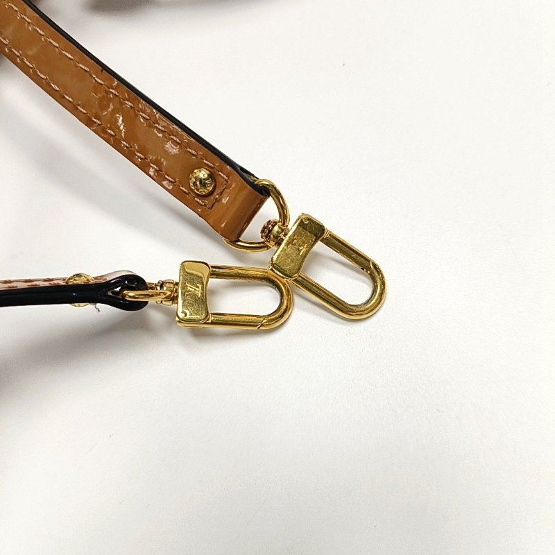 LOUIS VUITTON ALMA BB 棕色漆皮壓紋貝殼包單肩包手提包斜挎包金色五金可拆卸肩帶-14