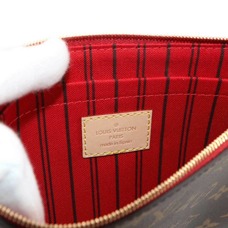 路易威登 Monogram Neverfull MM 手提包，棕色/櫻桃紅，M46987，RFID-8