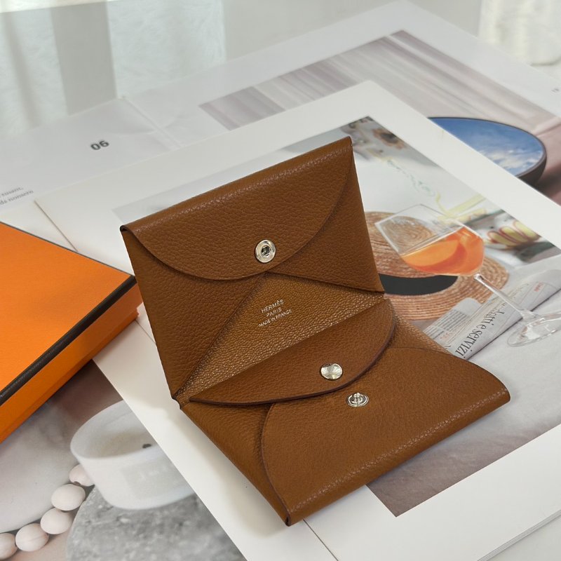 HERMES 馬鞍皮Calvi duo - 金棕 K-0