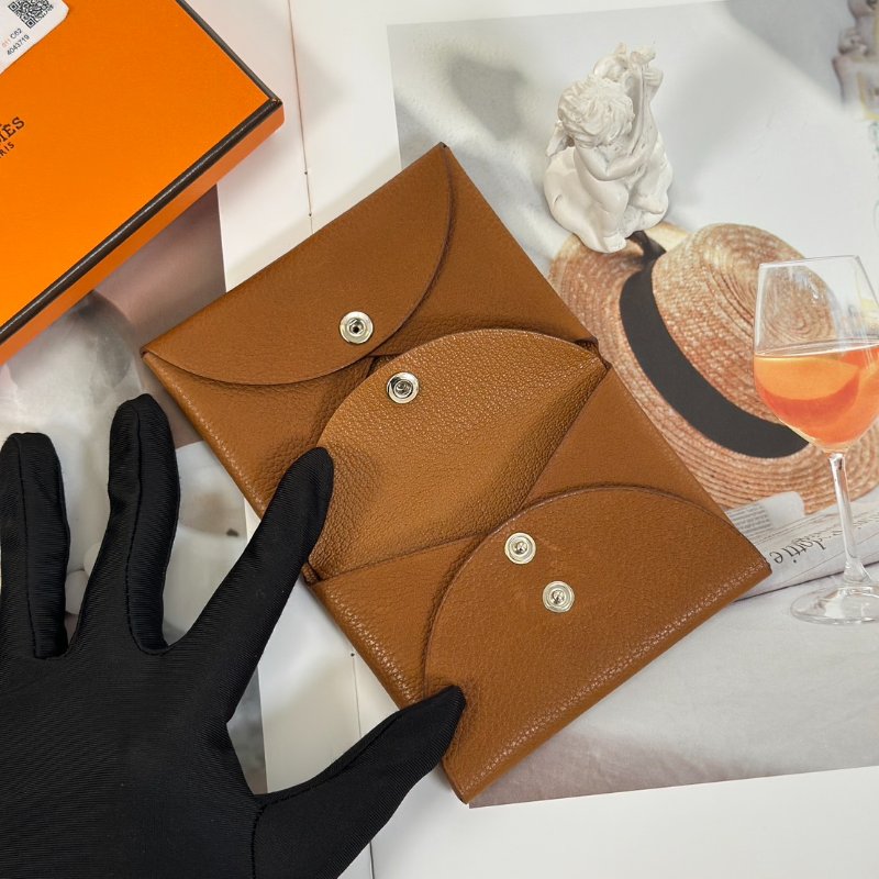 HERMES 馬鞍皮Calvi duo - 金棕 K-2