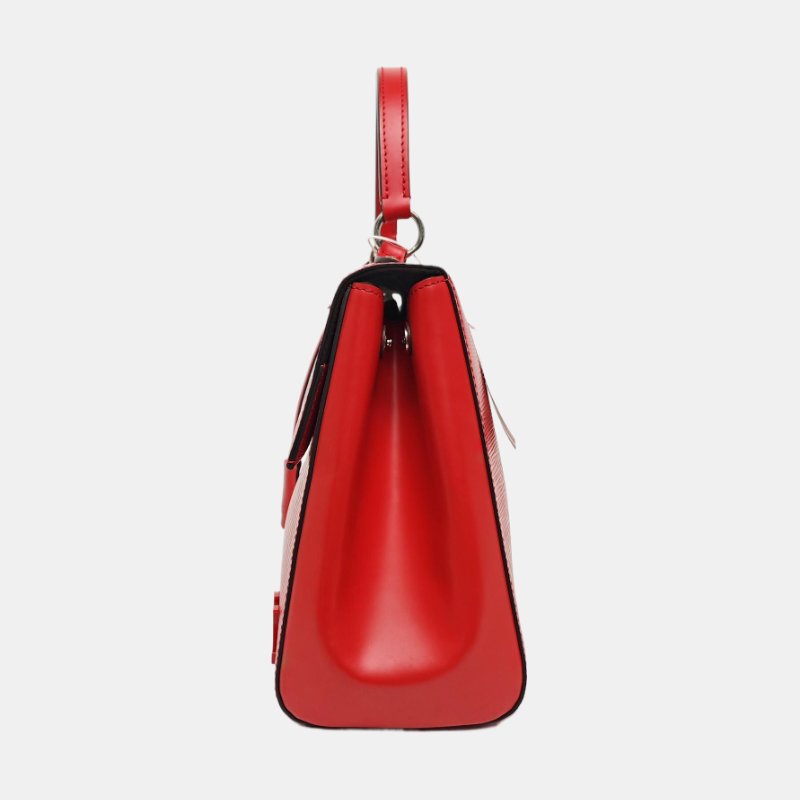 LOUIS VUITTON CLUNY中號紅色EPI牛皮水波紋壓紋克魯尼單肩包手提包斜挎包銀色五金-2