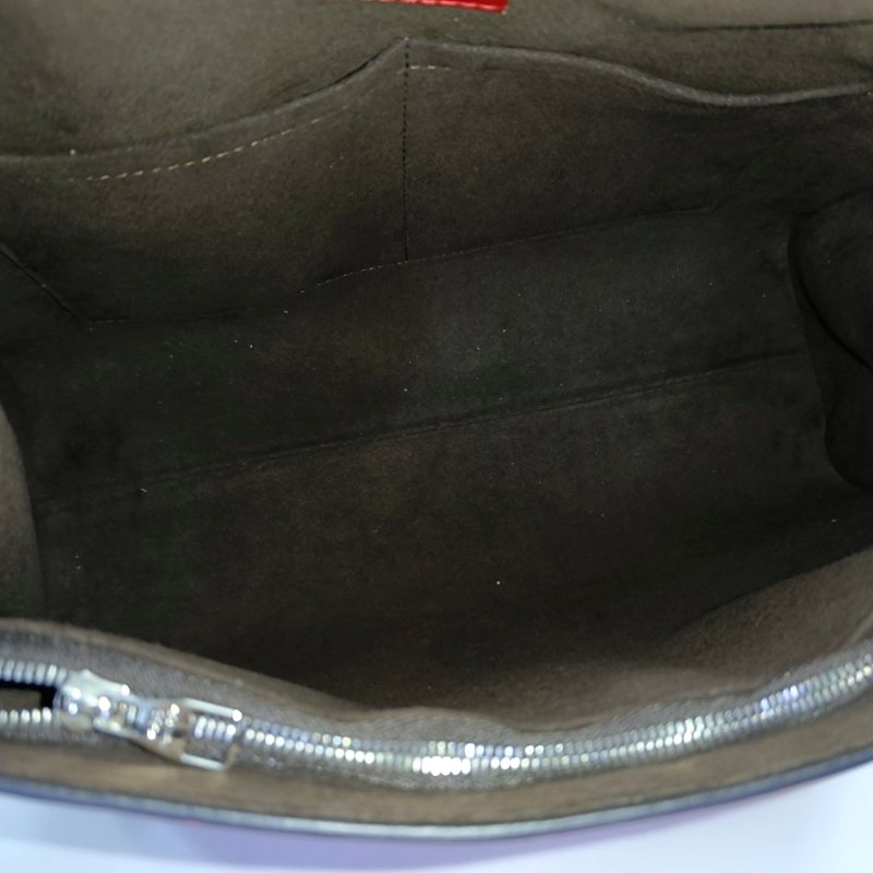 LOUIS VUITTON CLUNY中號紅色EPI牛皮水波紋壓紋克魯尼單肩包手提包斜挎包銀色五金-6