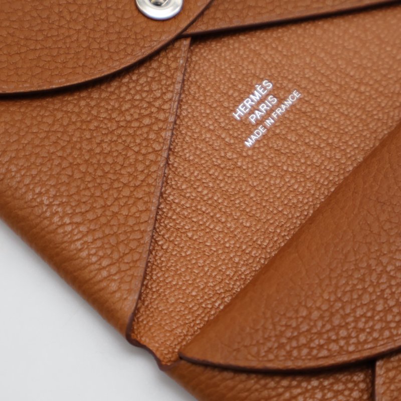 HERMES 馬鞍皮Calvi duo - 金棕 K-5