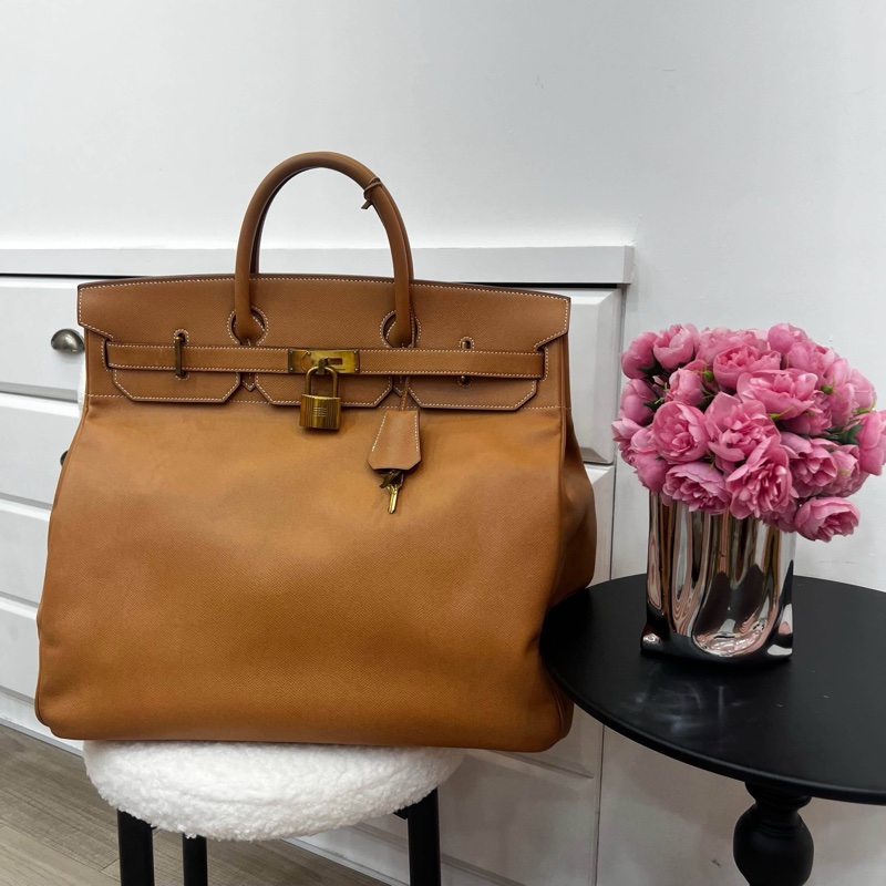 Hermès Haut à Courroies 45 奶茶色手袋-0