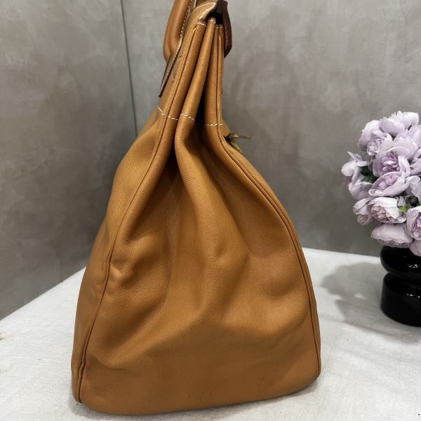 Hermès Haut à Courroies 45 奶茶色手袋-13