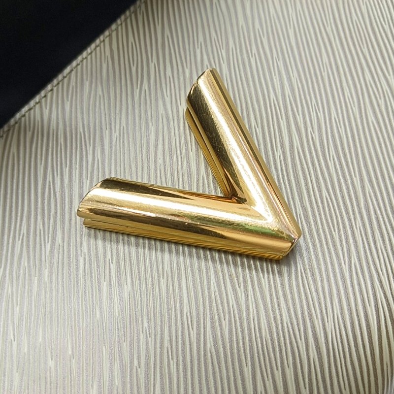 LOUIS VUITTON TWIST中號棕色塗層帆布老花水波紋單肩包斜挎包金色五金可拆卸肩帶-8