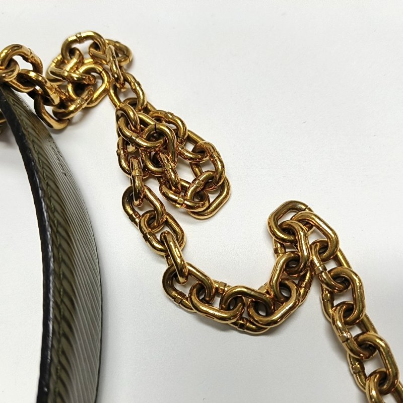 LOUIS VUITTON TWIST中號棕色塗層帆布老花水波紋單肩包斜挎包金色五金可拆卸肩帶-13