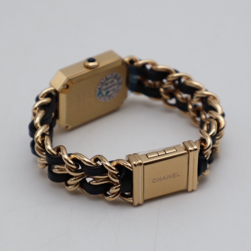 CHANEL 經典Premiers皮穿鍊方糖腕錶 - S黑金-2