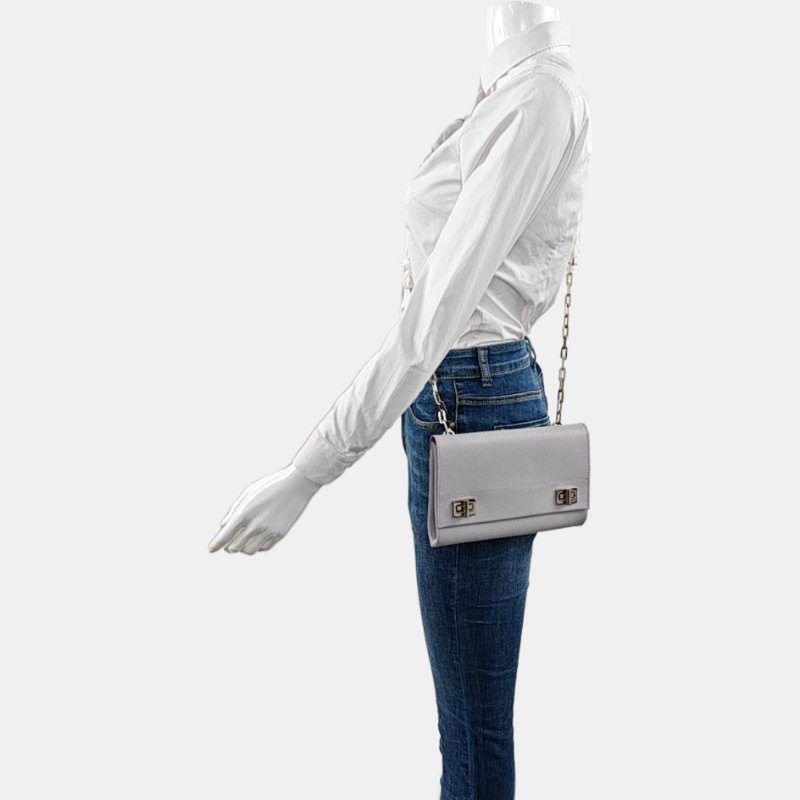 PRADA淺紫色牛皮十字紋斜挎包銀色五金-1