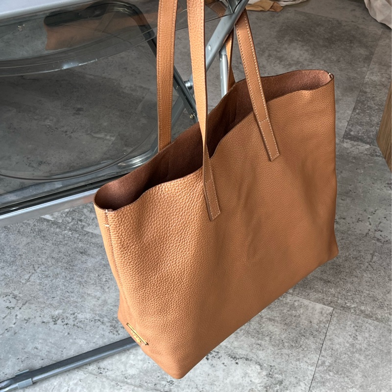 Prada 咖啡色托特包 鹿皮（少見的皮革款）-3