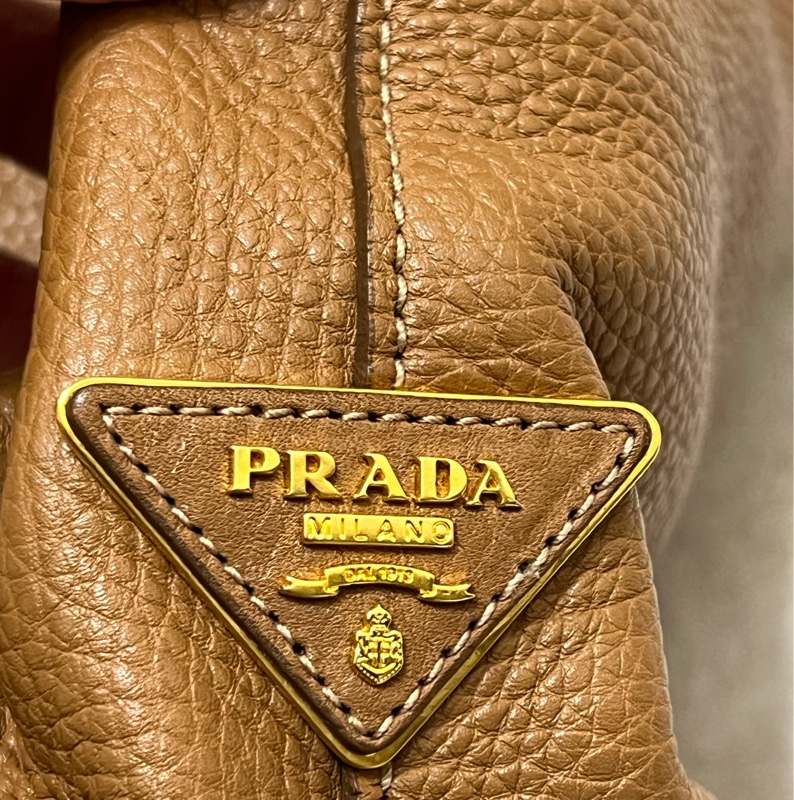Prada 咖啡色托特包 鹿皮（少見的皮革款）-9
