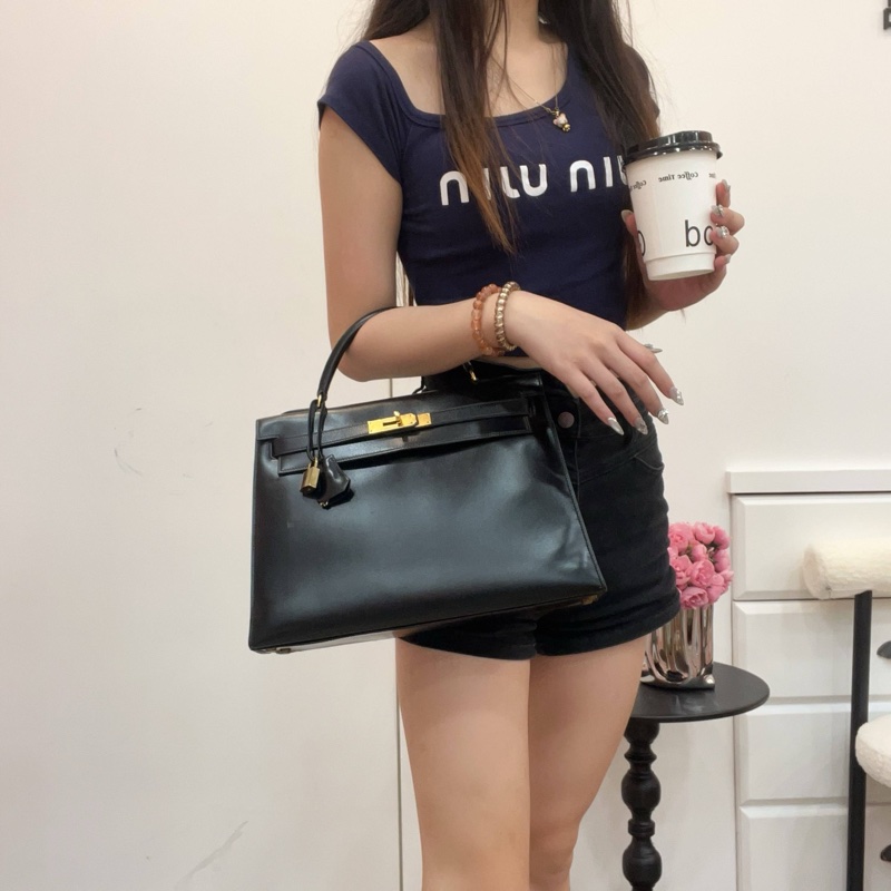 Hermès Kelly 32 黑金box皮手袋-1