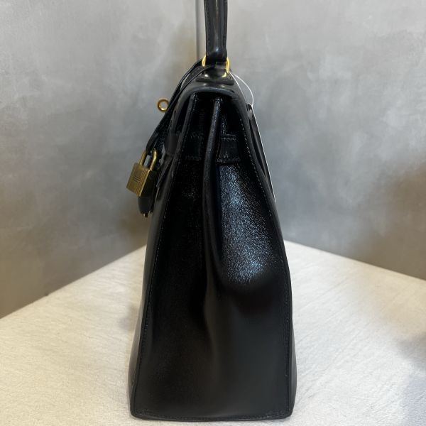 Hermès Kelly 32 黑金box皮手袋-10