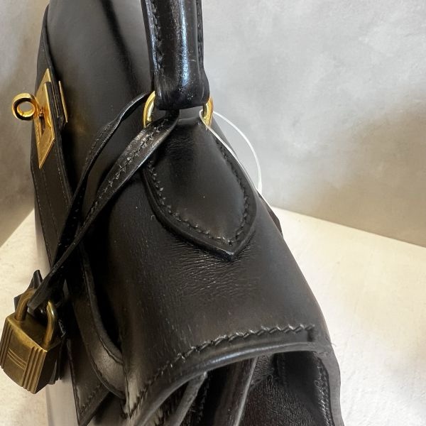 Hermès Kelly 32 黑金box皮手袋-11