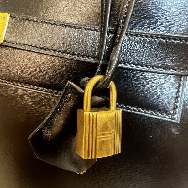 Hermès Kelly 32 黑金box皮手袋-14