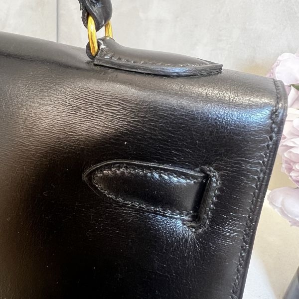 Hermès Kelly 32 黑金box皮手袋-18