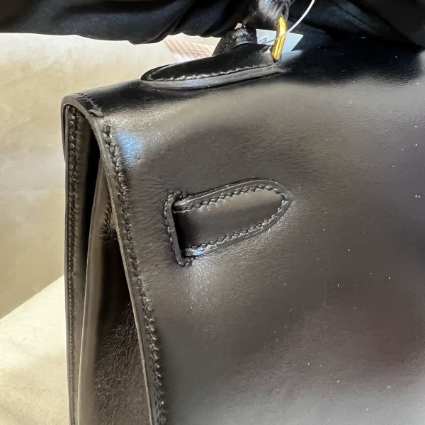 Hermès Kelly 32 黑金box皮手袋-20