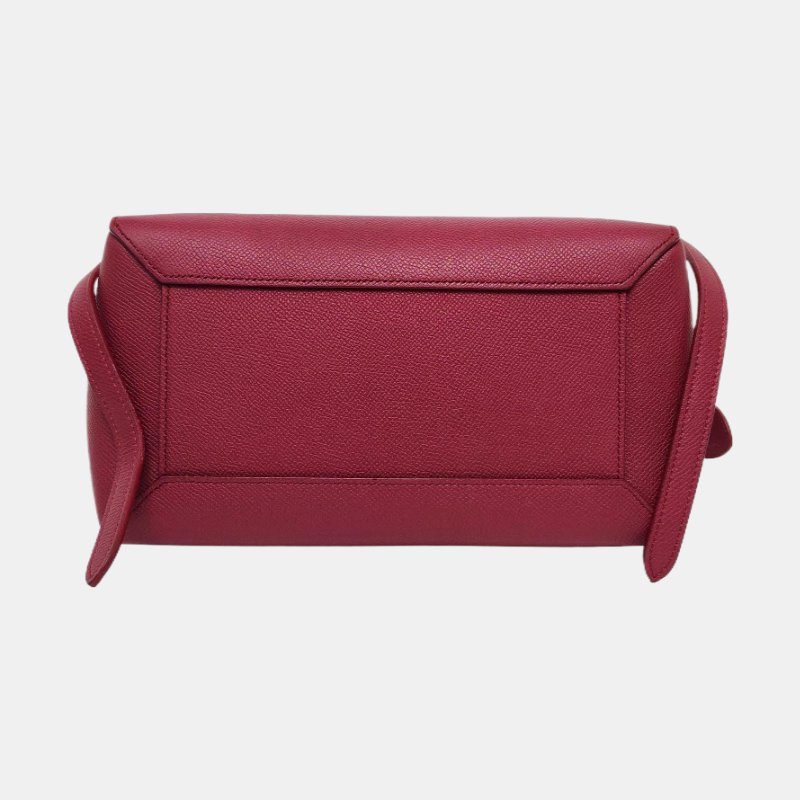 CELINE BELT Micro酒紅色牛皮魚包單肩包斜挎包手提包金色五金可拆卸肩帶-5