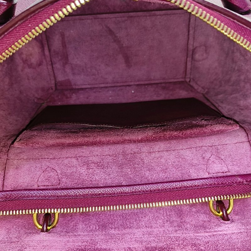 CELINE BELT Micro酒紅色牛皮魚包單肩包斜挎包手提包金色五金可拆卸肩帶-6