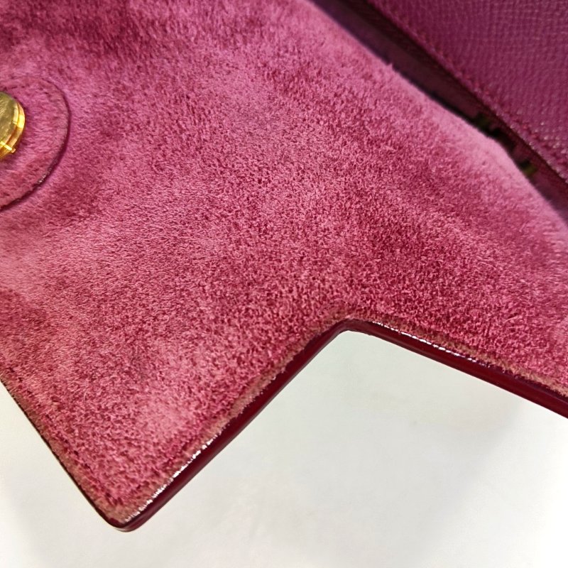 CELINE BELT Micro酒紅色牛皮魚包單肩包斜挎包手提包金色五金可拆卸肩帶-8