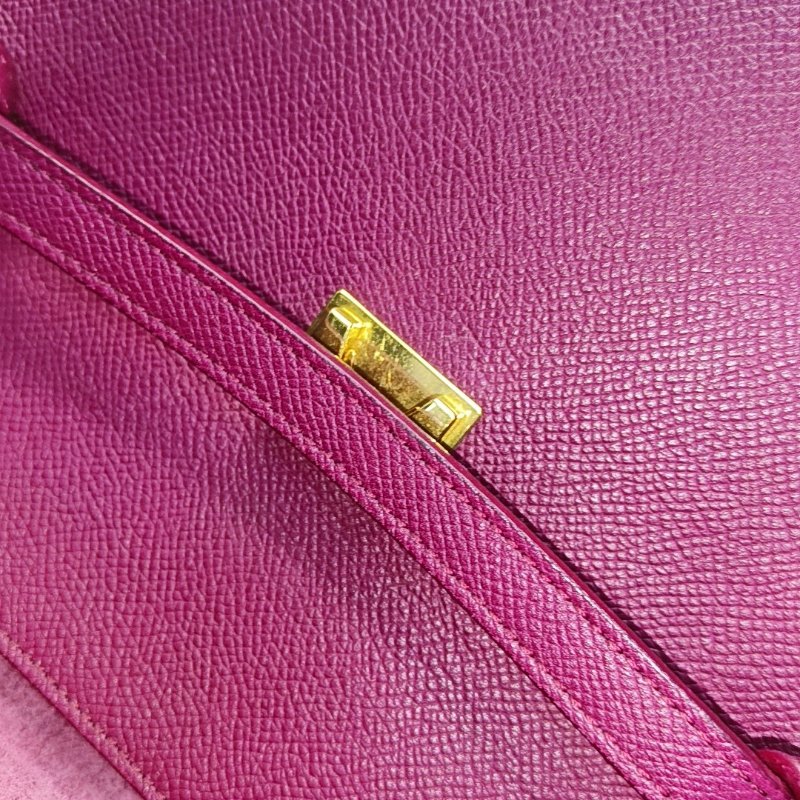 CELINE BELT Micro酒紅色牛皮魚包單肩包斜挎包手提包金色五金可拆卸肩帶-9