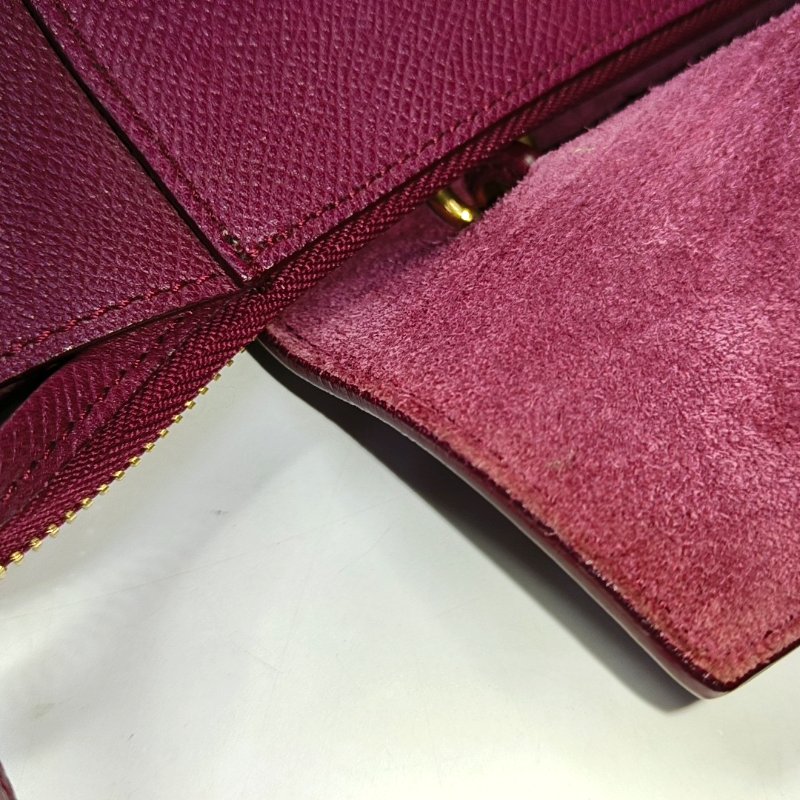 CELINE BELT Micro酒紅色牛皮魚包單肩包斜挎包手提包金色五金可拆卸肩帶-10