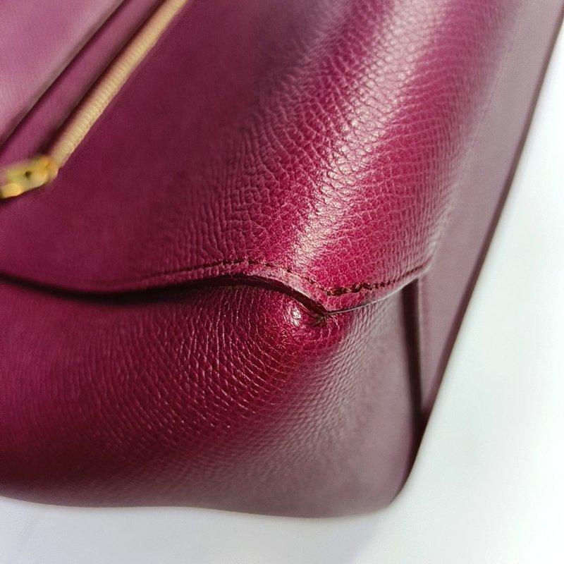 CELINE BELT Micro酒紅色牛皮魚包單肩包斜挎包手提包金色五金可拆卸肩帶-13