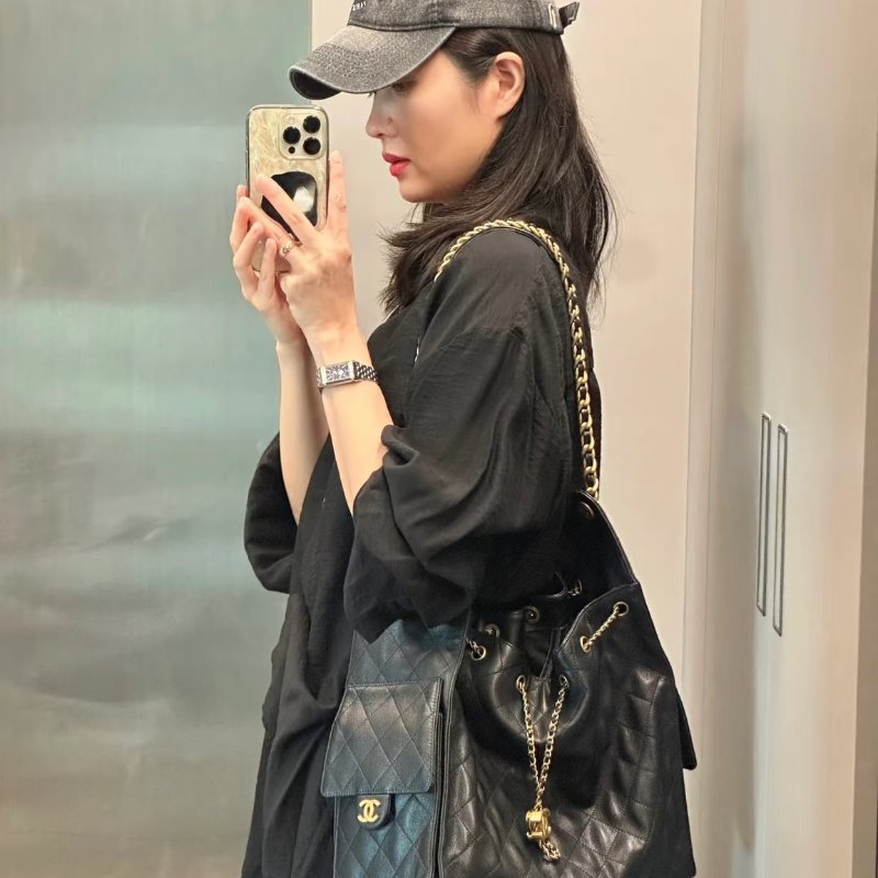 CHANEL 25 Hobo bag - 中號黑金-8