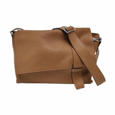 HERMES Aifred35土黃色Clemence牛皮單肩包斜挎包銀色五金R刻