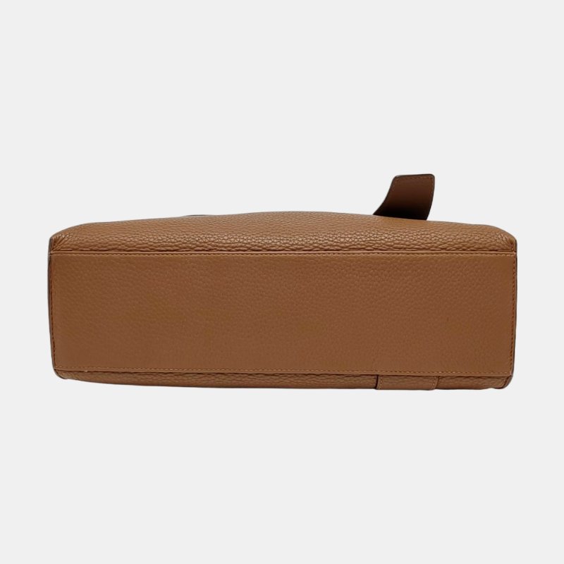 HERMES Aifred35土黃色Clemence牛皮單肩包斜挎包銀色五金R刻-5