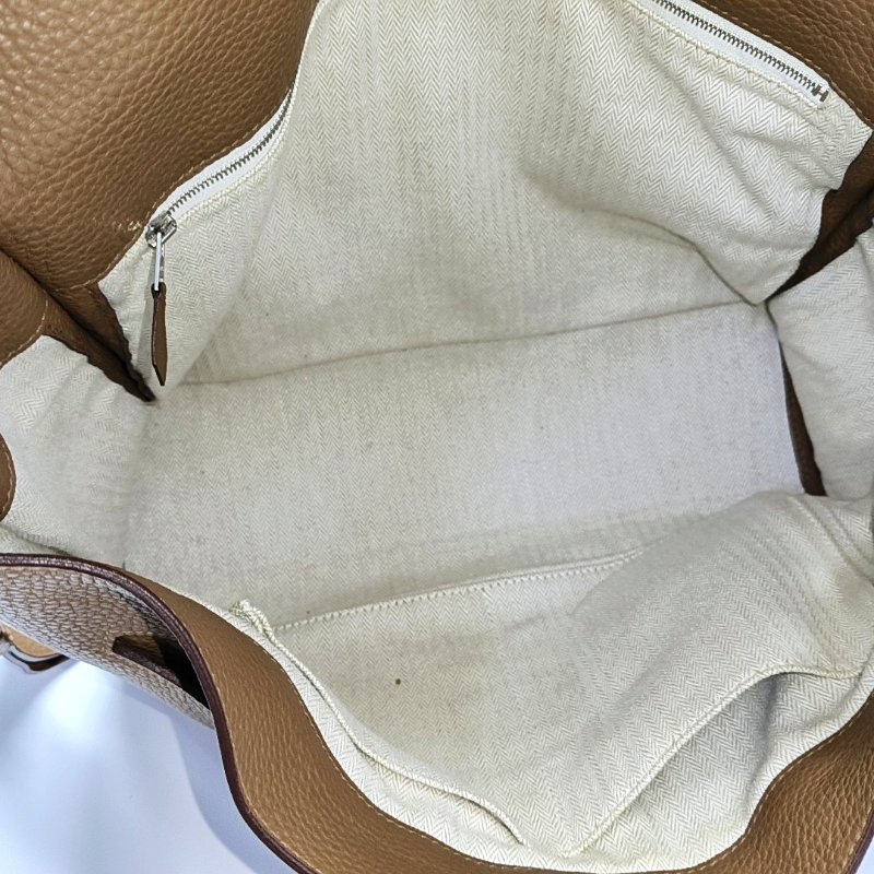 HERMES Aifred35土黃色Clemence牛皮單肩包斜挎包銀色五金R刻-6