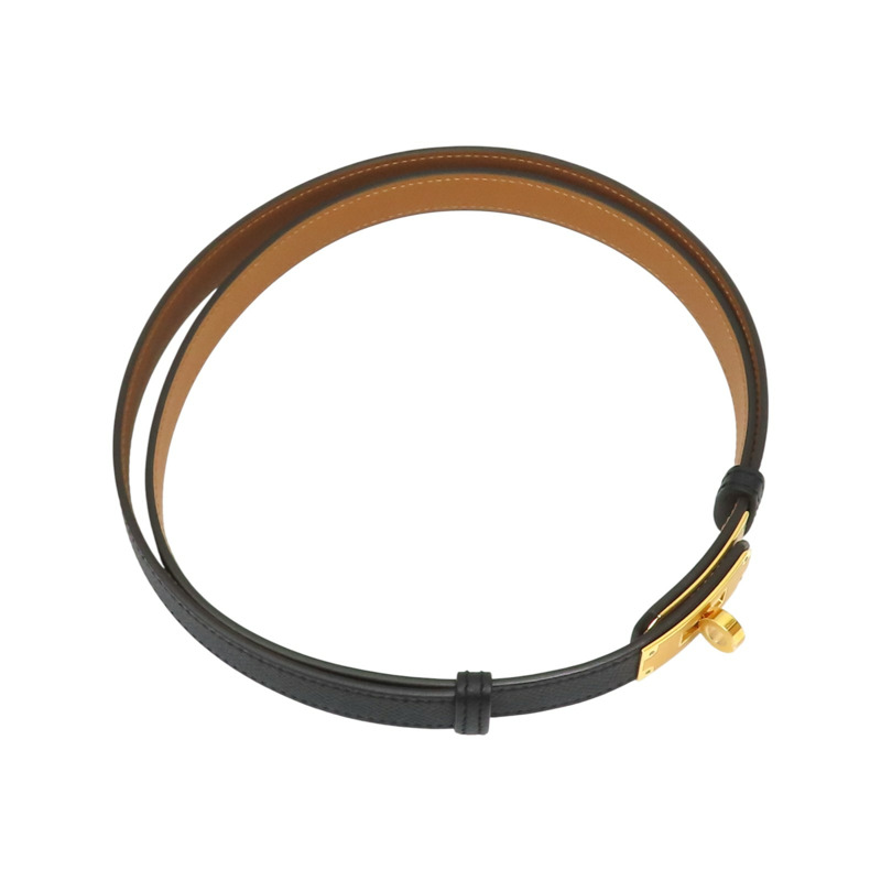 黑色 EPSOM牛皮 Kelly Pocket 18 belt 皮帶 W刻【HERMES 愛馬仕】 H081120CC89-1