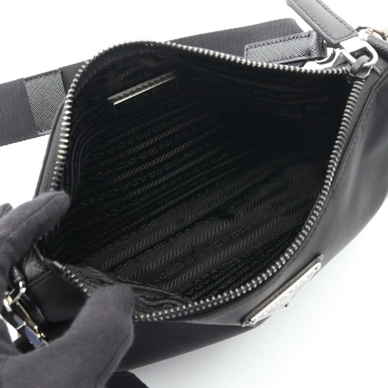 PRADA Re-Nylon 肩挎包 2VH113 尼龍 Saffiano 皮革 黑色 二手-2